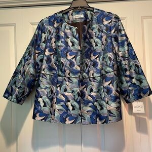 Kasper Blue, Green, Black Blazer with Floral Pattern